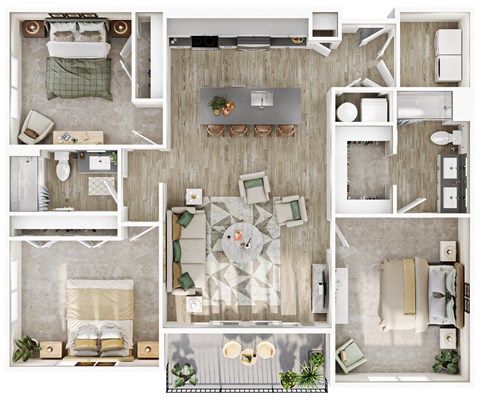 a 1 bedroom floor plan of a house with roommates